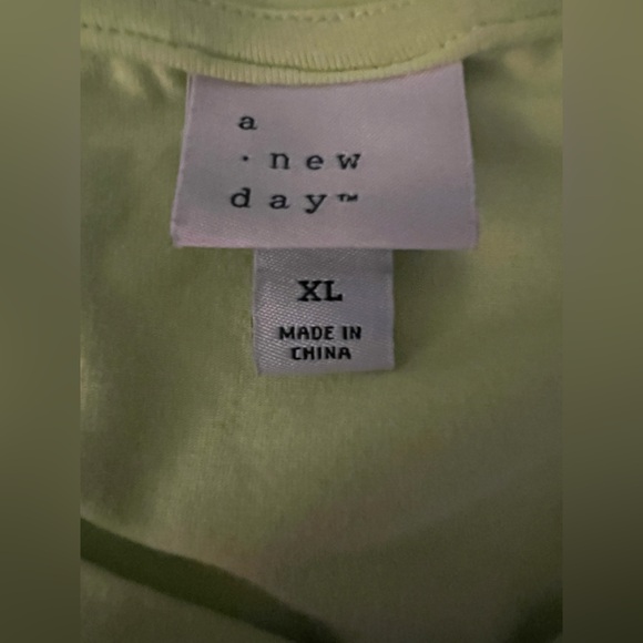 a new day Lime Green Puff Sleeve Knit Dress Knee Legnth w/ Pockets XL - Picture 6 of 8